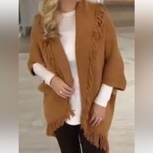 Layers by Lizden Marvelush Waffle Knit Fringed Shrug QVC
